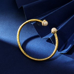 Hot Selling Artic Jewellery Christian Fashion Jewelry <b>925</b> <b>Sterling</b> <b>Silver</b> 18K Yellow Gold Plated Zircon Trendy Cuff <b>Bracelet</b> - Product Image 5