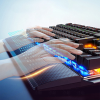 Clavier de jeu mécanique rétroéclairé RVB pour ordinateur de bureau PC, axe bleu/noir, prix abordable, touches multimédias