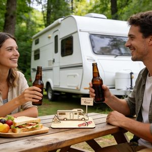 Ornement en bois sur le thème du <span class=keywords><strong>camping</strong></span> et du feu de camp, pour la conservation de bons de voyage, cadeau d'anniversaire pour les amateurs de <span class=keywords><strong>camping</strong></span>, pour hommes, femmes et enfants - Product Image 3
