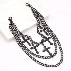 โซ่คาดเอวโลหะผสมสังกะสีแบบหลายชั้นพร้อมจี้สำหรับผู้หญิง สไตล์ฮิปฮอป แฟชั่นลำลอง - Product Image 2