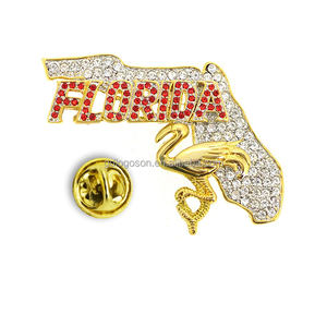 ファッションラインストーン金メッキピンブローチ フラミンゴ フロリダお土産ギフトピン 環境に優しいカスタマイズ可能なサイズ 高級婦人用 - Product Image 1