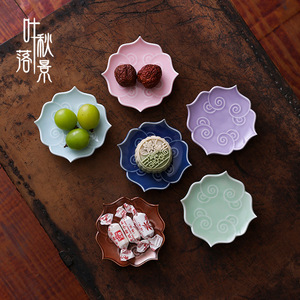 Fallen Leaves In Autumn Ceramic Flower Shape <b>Tray</b> Handmade <b>Small</b> Dish For Snack Party Dishes - Product Image 4