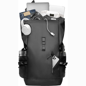 Free Sample Factory Made Black Recycled Rpet <b>Roll</b> <b>Top</b> <b>Backpack</b> Fashion <b>Roll</b> up Travel <b>Backpack</b> Daypack - Product Image 1