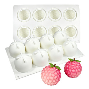 Molde de silicona con forma de lichi de 8 cavidades, diseño de lichi, para chocolate, mousse de frutas, pastel, velas, hielo, herramientas de postres de grado alimenticio - Product Image 1
