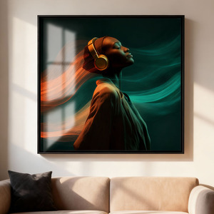 Pintura decorativa de cristal abstracto con temática de música personalizada | Arte de pared moderno para sala de estar dormitorio Oficina al por mayor - Product Image 2