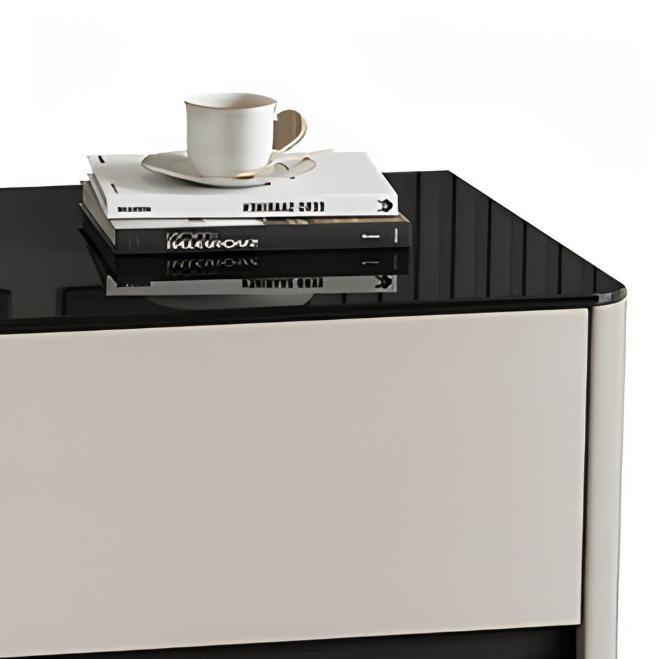 Timber Sizes Table Modern Lacquered Wood Nightstand Two Drawer Bedside Table Tempered ...