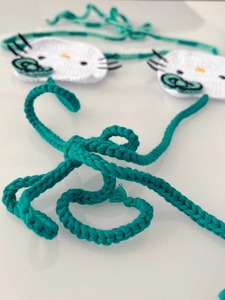 Handmade Breathable <strong>Beachwear</strong> Fashion Cute Checkered Multi Green Color <strong>String</strong> Crochet Tiny Thong 2-Piece Bikini Set - Product Image 6