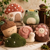 Coussin en peluche personnalisé sur le thème de la forêt, maison champignon, grenouille, châtaigne, escargot, OEM, coussin rembourré sur le thème de la nature
