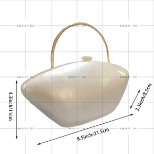 Fashionable Women's Acrylic Shell Clutch <b>Bag</b> with Gold Handle and Chain Strap, Elegant Casual Crossbody Purse for <b>Evening</b> Weddin - Product Image 5