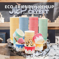 Gobelet en papier pour crème glacée avec couvercle, vente en gros, jetable, simple paroi, en papier kraft, écologique, avec logo personnalisé pour boissons