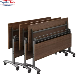 Modern Design <b>Wood</b> Panel <b>Office</b> Chair Set Double Layer Training Table Extendable Mobile <b>Desk</b> Wheels for Hotels Conference Rooms - Product Image 2
