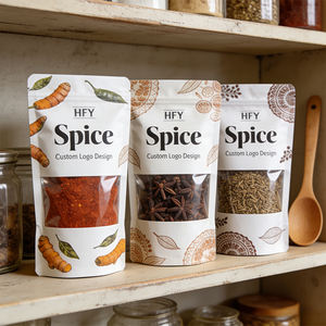 Sacs <span class=keywords><strong>d</strong></span>'emballage alimentaire à fermeture éclair avec fenêtre transparente pour <span class=keywords><strong>épices</strong></span> en poudre, impression personnalisée du logo - Product Image 2