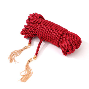 Black And <b>Red</b> <b>Silk</b> Rope Bondage With Metal Ends Tassel Adult Toys For BDSM Training 10 Meter Length - Product Image 5