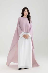 Bescheiden designer stijl moslim dames 2-delige set met doorschijnende cape en maxi jurk, aanpasbaar - Product Image 5