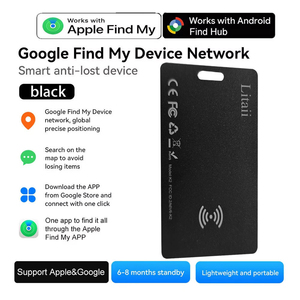 Dual System <b>Smart</b> Tracker Card for Apple Find My Google Find Hub Ultra Slim <b>Wallet</b> Tracker IP68 Waterproof Rechargeable - Product Image 2