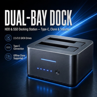 Station d'accueil double baie en aluminium pour disques durs et SSD, boîtier externe USB 3.0 SATA Type-C pour disques de 2,5 et 3,5 pouces