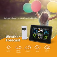 Modern Digital Desk Weather Forecast Station Clock Temperature Instrument Wireless Sensor ABS+LCD Material ODM Customization