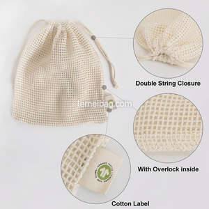 Túi Mua Sắm Sản Xuất Lưới Cotton Tái Sử Dụng Bán Sỉ Túi Lưới Thân Thiện Với Môi Trường Giặt Được Để Đựng Rau Củ Trái Cây Rau Củ - Product Image 4