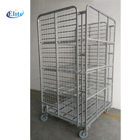 Conteneur à roulettes industriel, panneau en maille, conception pliable, grande capacité, cage de manutention d'entrepôt