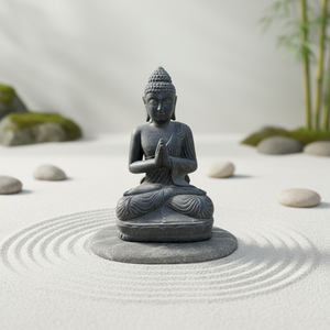 Statue de Bouddha en terrazzo de pierre naturelle moderne faite à la main avec motif religieux, garantie 1 an, décoration personnalisée pour la maison et le jardin - Product Image 1