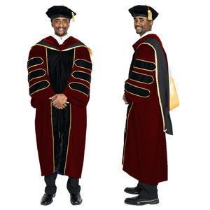 Ensemble de toges académiques pour hommes en laine peignée, tenue de remise de diplôme universitaire pour adultes, tenue de professeur, vente en gros directe usine - Product Image 2