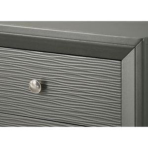 Table de chevet contemporaine moderne à 2 tiroirs, finition gris anthracite, meubles de chambre à coucher en bois, boutons ronds - Product Image 2