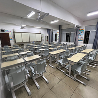Ensemble de bureau d'étude et de chaise de pause déjeuner réglables en bois pour enfants Nuoerle, pour les élèves du primaire et du secondaire