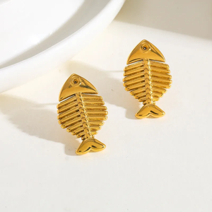 ต่างหูทรงเรขาคณิตสไตล์มหาสมุทร ชุบทอง 18K คุณภาพพรีเมียม ผลิตจากสแตนเลส 304 ชุบสูญญากาศ สำหรับผู้หญิง เครื่องประดับระดับไฮเอนด์ - Product Image 6