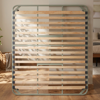Lit d'appoint compact en métal pleine grandeur avec sommier à lattes courbées écologique pour visiteurs occasionnels