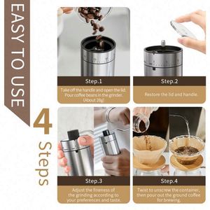 Molinillo de Café Manual con 40 Ajustes, Núcleo de Cerámica de Acero Inoxidable, Mini Mango, Tapa Visible con Capacidad para 25 gramos - Product Image 4