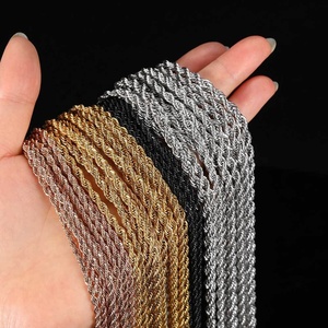 Dây chuyền kiểu xoắn thời trang VEROMCA 3mm, chất liệu thép không gỉ, mạ vàng 18K, kiểu dây thừng, trang sức giả. - Product Image 1