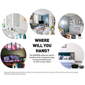 2pcs亚克力浮动支架套装-适用于卧室、浴室、厨房的9英寸白色粘性墙壁支架 - Product Image 4