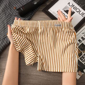 Calzoncillos bóxer de algodón tejido a rayas de tiro medio para hombre, ropa interior cómoda y holgada para el hogar, pijama o deporte - Product Image 2