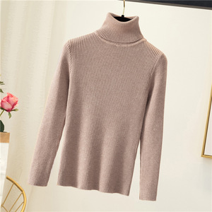 Pull moulant à <span class=keywords><strong>col</strong></span> <span class=keywords><strong>roulé</strong></span> pour <span class=keywords><strong>femme</strong></span>, nouveau style, manches longues, chaud, coupe ajustée, couleur unie, tricot acrylique vintage - Product Image 2