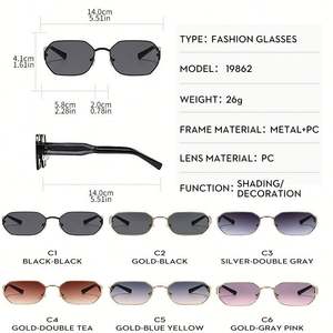 Gafas de Sol Cuadradas Negras Retro 2025 con Logotipo Personalizado para Hombre y Mujer, Gafas de Sol Rectangulares de Metal con Protección UV400 - Product Image 6