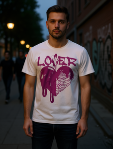 T-shirt Unisex Stampata Next Nature con Design Sneakers Dunk Rosse e Viola, Motivo Loser, Vestibilità Regolare, Manica Corta, Girocollo - Product Image 2