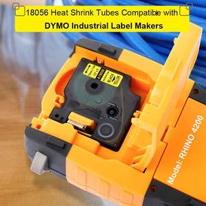 أنابيب حرارية قابلة للانكماش متوافقة باللون الأسود على خلفية صفراء مقاس 1/2 بوصة A18056 18056 12 مم × 1.5 متر لطابعات الملصقات الصناعية من دايمو راينو - Product Image 2