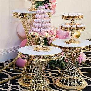 Juego de 3 Piezas de Centros de Mesa de Metal Dorado de Alta Calidad de 70/80/90 cm para Bodas, Soporte Moderno para Pastel de Boda, Cumpleaños - Product Image 2