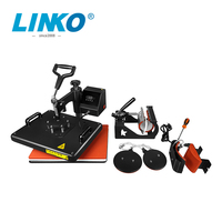 Presse à chaud LINKO 5 en 1 pour T-shirts/tasses/casquettes, machine de transfert thermique pneumatique automatique à station unique avec alimentation latérale pour sublimation