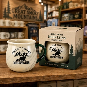 Tasse souvenir en céramique du Parc National des Grandes Montagnes Fumées d'Amérique, fabricant, usine, personnalisation OEM ODM - Product Image 3