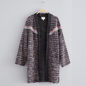 Vêtements en ligne, pull long en laine fantaisie bicolore pour grande fille, fabriqué en Chine - Product Image 4