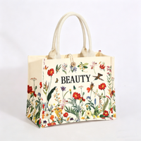 Sac fourre-tout en toile de coton épaisse personnalisable, sac à main vierge avec poignées contrastées et fermeture à bouton en bois, idéal pour les cadeaux et les expositions