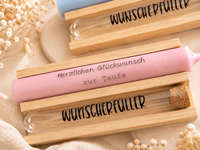 Coffret cadeau de confirmation personnalisé, porte-bougie en bois en forme de tube à essai avec bougie à vœux pour baptême, mariage, fête ou souvenir.