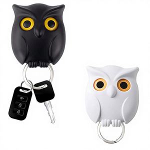 1 crochet mural magnétique adhésif en forme de hibou effrayant, design yeux ouverts, multifonctionnel, pour la cuisine, les outils ménagers - Product Image 1