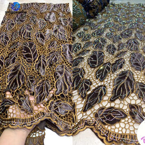 Sinya luxe pierres africaines lourdes élégant cordon soluble dans l'eau dentelle brodé velours Guipure pour les tenues de fête nigérianes - Product Image 2