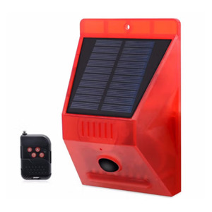 Alarme sonore et lumineuse à énergie solaire avec capteur infrarouge, dispositif d'avertissement de sécurité extérieur, corps en plastique de couleur rouge - Product Image 2