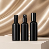 Flacon pulvérisateur en verre noir de 100 ml avec bouchon à vis et diffuseur à bâtonnets pour sérum de soin et huiles essentielles