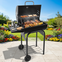 Barbecue moderne en acier inoxydable, pliable, réglable, empilable, double face, avec allumage piézoélectrique, chariot, pour 5+ personnes, extérieur