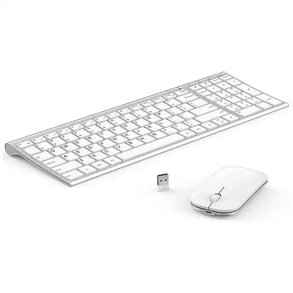 Seenda Full Size 2.4g Wireless Keyboard and Mouse Set for Computer Rechargeable Ergonomic Keyboards and Mice Combo