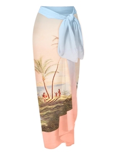 JSN9203854 Fournisseur de maillots de bain Maillot de bain imprimé vintage Ensemble de bikini à manches bouffantes avec caftan Vêtements de plage - Product Image 6